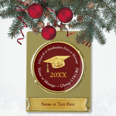 Burgundy、卒業オーナメント パーソナライズされた ゴールドプレートバナーオーナメント