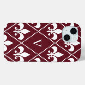 Burgundy(紋章の)フラ・ダ・リ(モノグラム付) Case-Mate iPhoneケース (裏面 (横))
