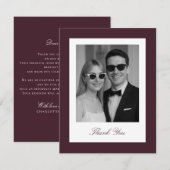 Burgundy 結婚's Thank You写真カード サンキューカード (正面/裏面)
