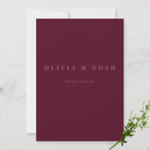 Burgundy & 金ゴールドお知らせ婚約したカード