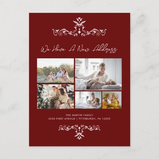 Burgundy 5枚の写真華美動画のお知らせ ポストカード (正面)