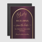 Burgundy 60th birthday日付マグネットを保存 (正面/裏面)