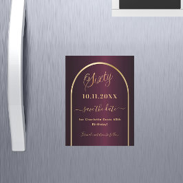 Burgundy 60th birthday日付マグネットを保存