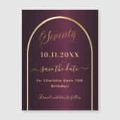 Burgundy 70th birthday日付マグネットを保存 (正面)