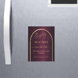 Burgundy 80th birthday日付マグネットを保存