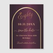 Burgundy 80th birthday日付マグネットを保存 (正面)