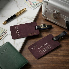 Burgundy Abstract Texture Modern Minimalist ROULIV ラゲッジタグ