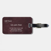 Burgundy Abstract Texture Modern Minimalist ROULIV ラゲッジタグ (裏面横)