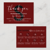 Burgundy Aftercare Instructions Tattoo Thank you 名刺 (正面/裏面)