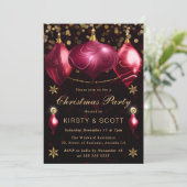 Burgundy Agate Baubles Christmas Dinner Party 招待状 (スタンド正面)