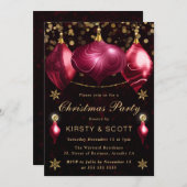 Burgundy Agate Baubles Christmas Dinner Party 招待状 (正面/裏面)