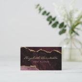 Burgundy Agate Gold Glitter Luxury 名刺 (スタンド正面)