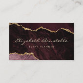 Burgundy Agate Gold Glitter Luxury 名刺 (正面)