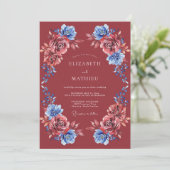Burgundy Alluring Botanical Wedding 招待状 (スタンド正面)