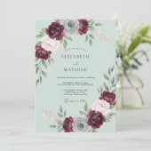 Burgundy Alluring Rose Wedding 招待状 (スタンド正面)