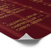 Burgundy Alphabetical Wedding Seating Chart ポスター (角)