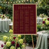 Burgundy Alphabetical Wedding Seating Chart ポスター