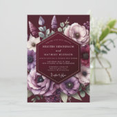 Burgundy Amethyst Bloom Wedding 招待状 (スタンド正面)