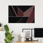 Burgundy and Black Abstract Geometry ポスター (ホームオフィス)