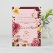 Burgundy and Blush Geometric Floral Wedding 招待状 (スタンド正面)