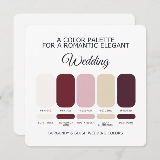 Burgundy and Blush Wedding Color Palette Card 招待状 (正面/裏面)