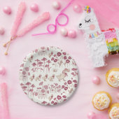 Burgundy and Brown Vintage Wildflowers and Ducks ペーパープレート (パーティー)