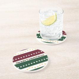 Burgundy and Emerald Golden Polka Dots Christmas  コースター