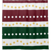 Burgundy and Emerald Stripes Polka Dots Christmas  シャワーカーテン (正面)