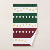 Burgundy and Emerald Stripes Polka Dots Christmas  バスタオルセット (ハンドタオル)