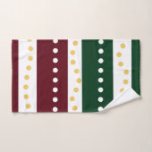 Burgundy and Emerald Stripes Polka Dots Christmas  バスタオルセット (ハンドタオル)