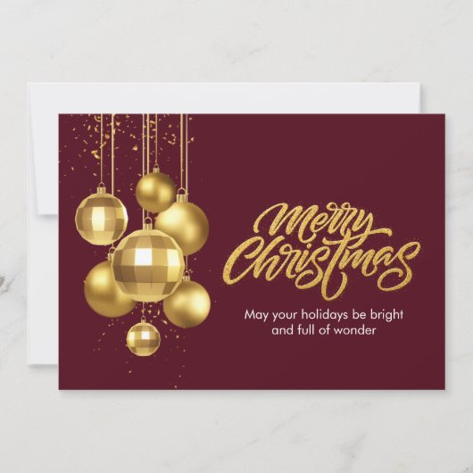 Burgundy and Gold Contemporary Christmas シーズンカード (正面)