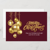 Burgundy and Gold Contemporary Christmas シーズンカード (正面/裏面)
