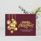 Burgundy and Gold Contemporary Christmas シーズンカード (スタンド正面)