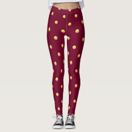 Burgundy and Gold Dot  レギンス