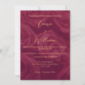Burgundy and gold elegant picture wedding   招待状 (正面)