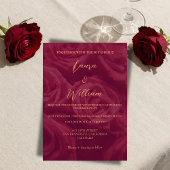 Burgundy and gold elegant picture wedding   招待状
