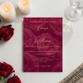 Burgundy and gold elegant picture wedding   招待状