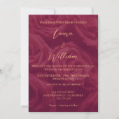 Burgundy and gold elegant picture wedding  招待状 (正面)