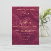 Burgundy and gold elegant picture wedding  招待状 (スタンド正面)