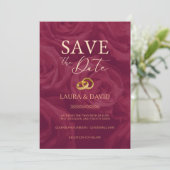 Burgundy and gold elegant save the date wedding   招待状 (スタンド正面)