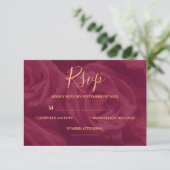 Burgundy and gold elegant wedding response Card 出欠カード (スタンド正面)