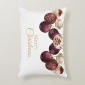 Burgundy and gold faux glitter アクセントクッション (正面(垂直))