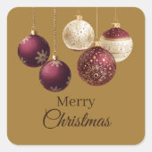 Burgundy and gold faux glitter スクエアシール (正面)