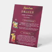 Burgundy and Gold Simple Wedding Signature Drinks 台座サイン (正面)