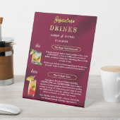 Burgundy and Gold Simple Wedding Signature Drinks 台座サイン (インサイチュ)