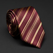 Burgundy and Gold Striped ネクタイ