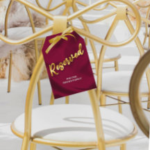 Burgundy and Gold Wedding Reserved Seat Large Tag