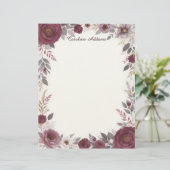 Burgundy and Gray Floral Stationery Paper レターヘッド (スタンド正面)