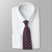 Burgundy and Gray Quilt Print Neck Tie ネクタイ (タイ)