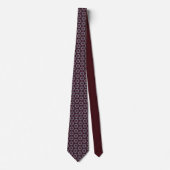 Burgundy and Gray Quilt Print Neck Tie ネクタイ (正面)